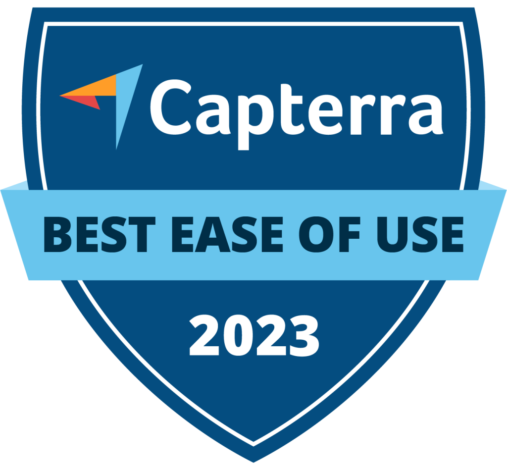 Selo de reconhecimento do Capterra "Best ease of use"